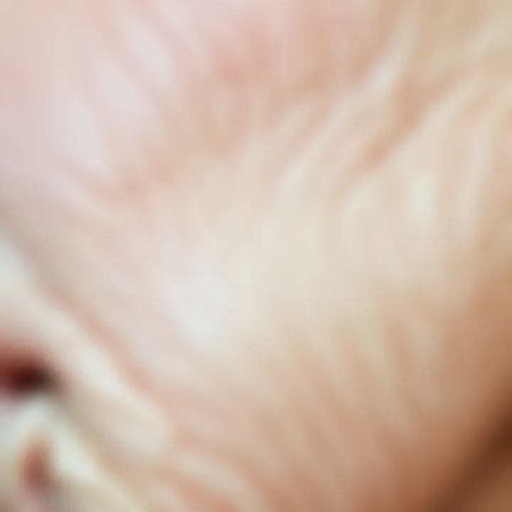 Close-up of skin texture showing signs of sagging