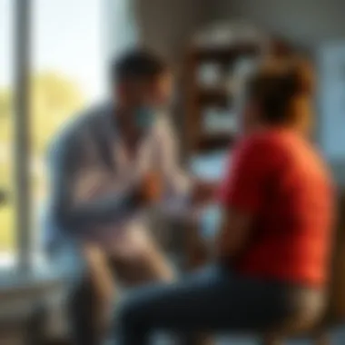 A healthcare professional discussing leg cramps with a patient