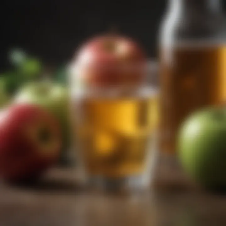 Close-up of a glass of cider with fresh apples