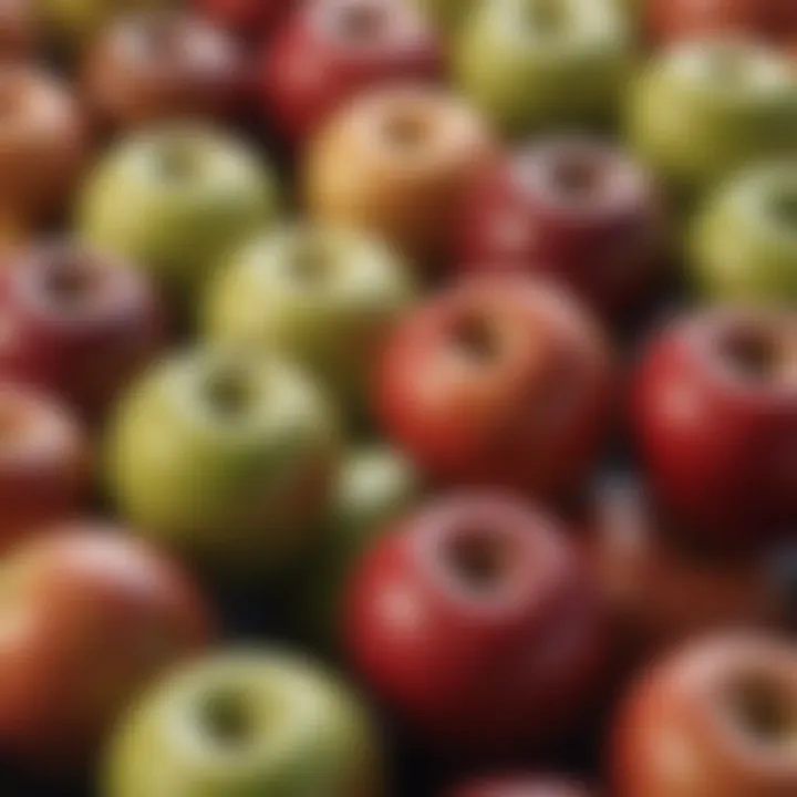 Various types of apples arranged artistically