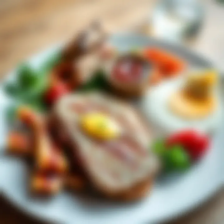 An elegant plate featuring a high-protein meal, highlighting portion control and variety.