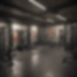 A well-organized basement gym showcasing various exercise equipment.