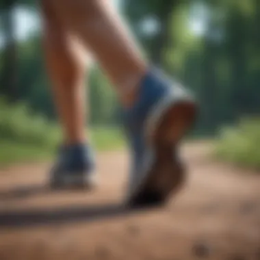 Runner Utilizing Specialized Footwear A runner in action wearing shoes designed for flat feet