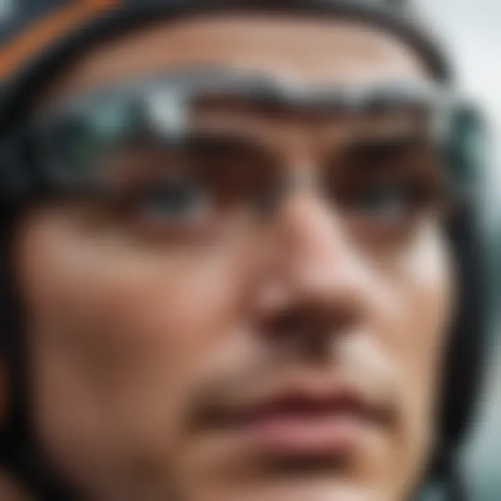 Close-up of high-performance racing goggles