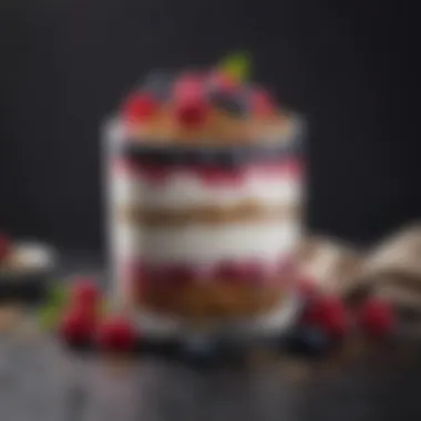 A vibrant berry parfait layered with Greek yogurt and granola, exemplifying a colorful presentation.