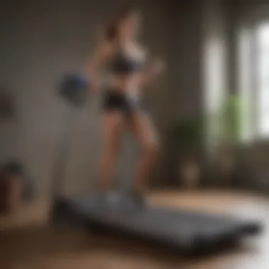 Compact and Sleek Fold-Up Treadmill Design Compact and sleek design of a fold-up treadmill