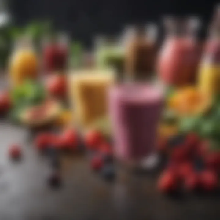 Colorful array of smoothie ingredients laid out on a countertop