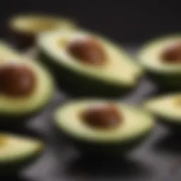 Delicious avocados sliced and ready for consumption