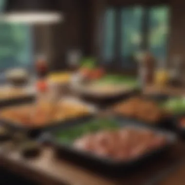 A well-organized meal prep display with balanced portions