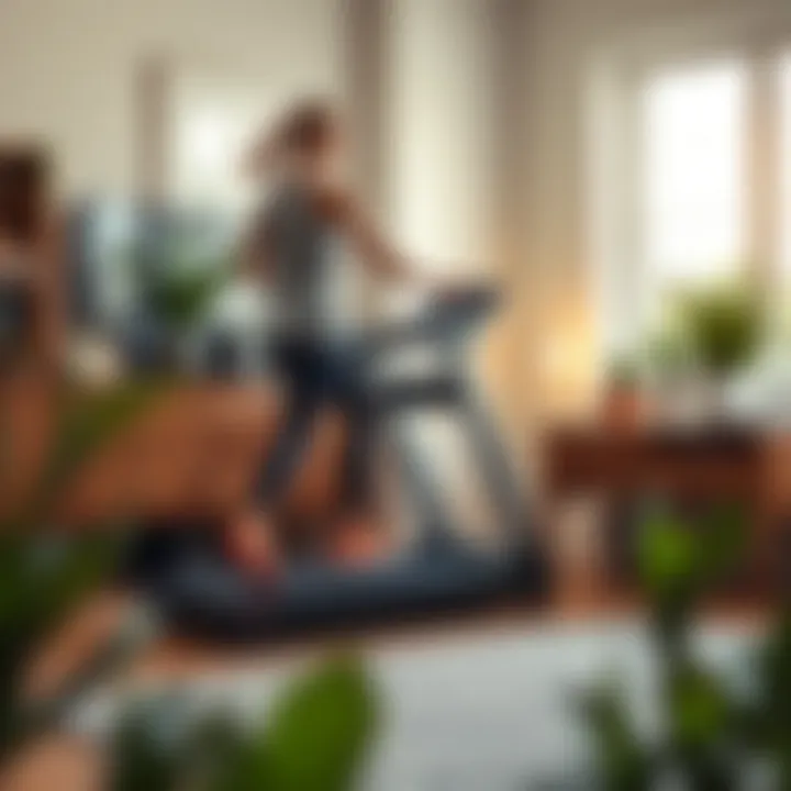 Walking treadmill integrated into a home office setting