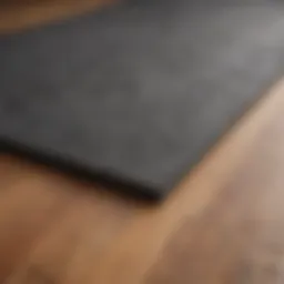 Close-up of a textured exercise mat on a wooden floor