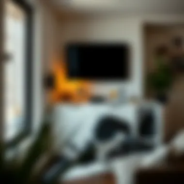 Space-saving rowing machine in a modern apartment