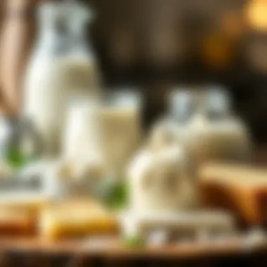 Dairy Delights: Creamy Protein Options Selection of dairy products rich in protein