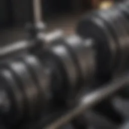 Close-up of adjustable dumbbell mechanism showcasing weight selection