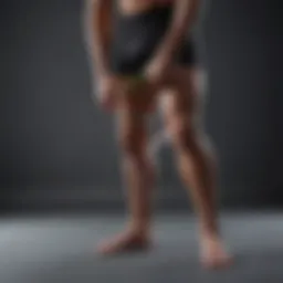 A demonstration of ankle dorsiflexion exercise using resistance bands