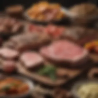 Variety of meats arranged for ketogenic meal planning