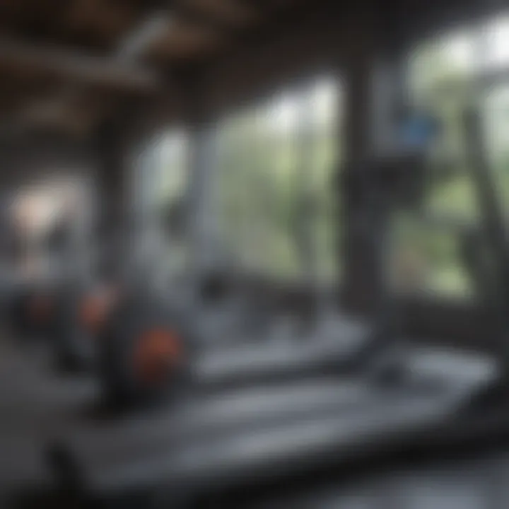 Cardio machines arranged in a gym setting