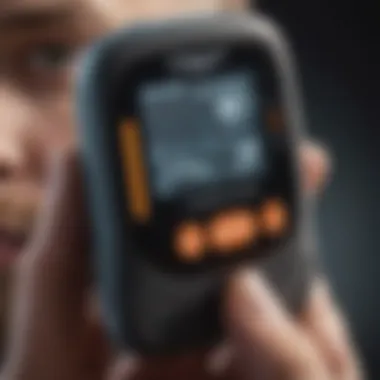 A close-up of a pulse oximeter displaying readings