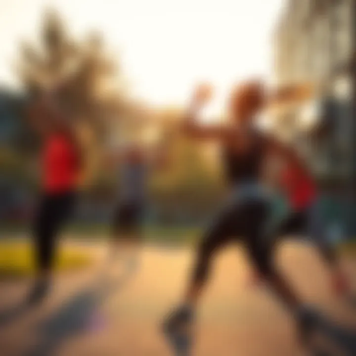 Engaging Outdoor Workout Dynamic group engaging in an outdoor workout session