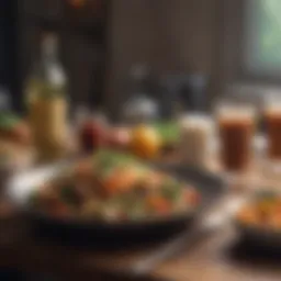 Healthy meal preparation with fresh ingredients