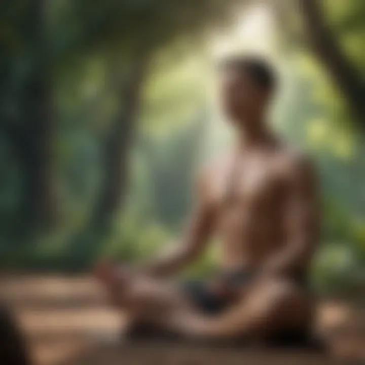 Person meditating in a serene environment