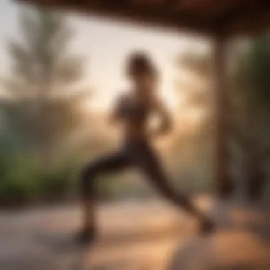 Individual practicing yoga at sunrise