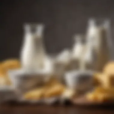 Protein-Packed Dairy Choices A variety of dairy products like Greek yogurt and cheese arranged artistically to highlight their protein content.