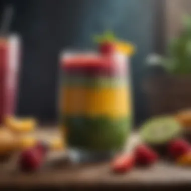 Visually Appealing Smoothie Presentation A colorful smoothie in a glass, showcasing its enticing layers and textures