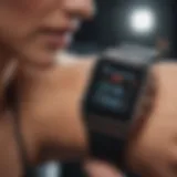 A close-up view of a fitness tracker displaying distance metrics