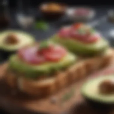 Decadent Avocado Toast with Unique Toppings Smooth and creamy avocado toast garnished with radish