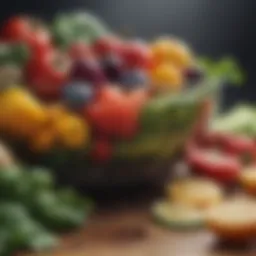 Colorful assortment of fresh vegetables and fruits