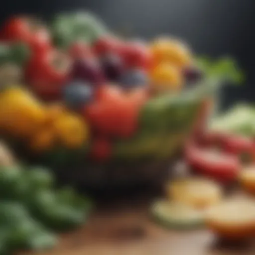 Colorful assortment of fresh vegetables and fruits