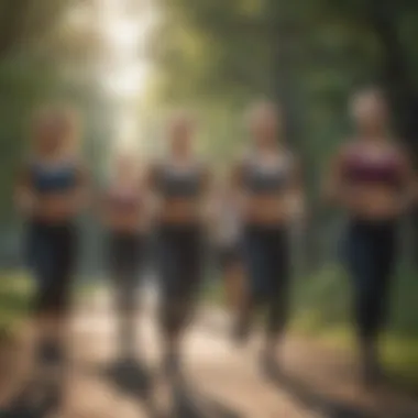 Group of friends exercising in a park