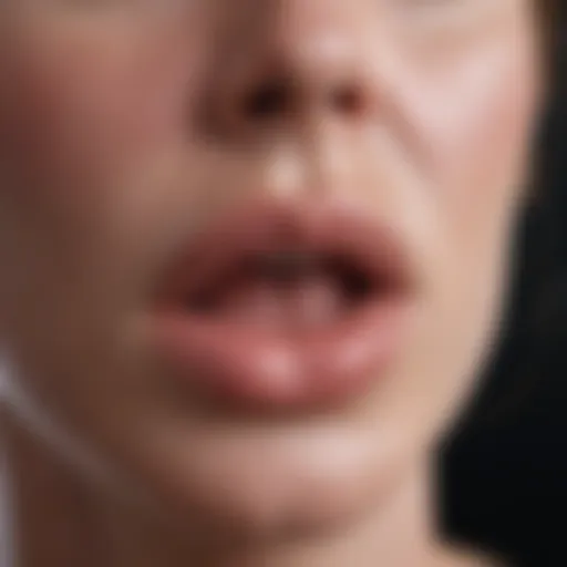 Illustration of cold sores appearing on lips