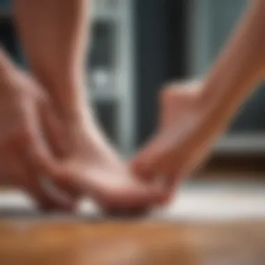 A professional podiatrist examining a patient's foot with an ingrown toenail.