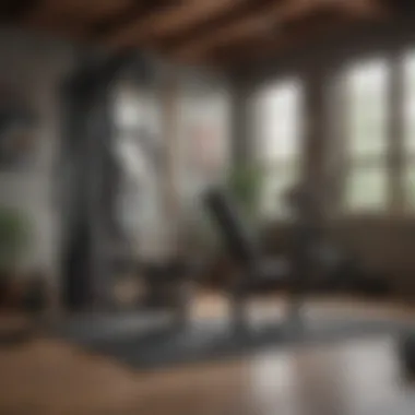 Versatile Equipment for Home Fitness Compact home gym setup showcasing versatile exercise equipment