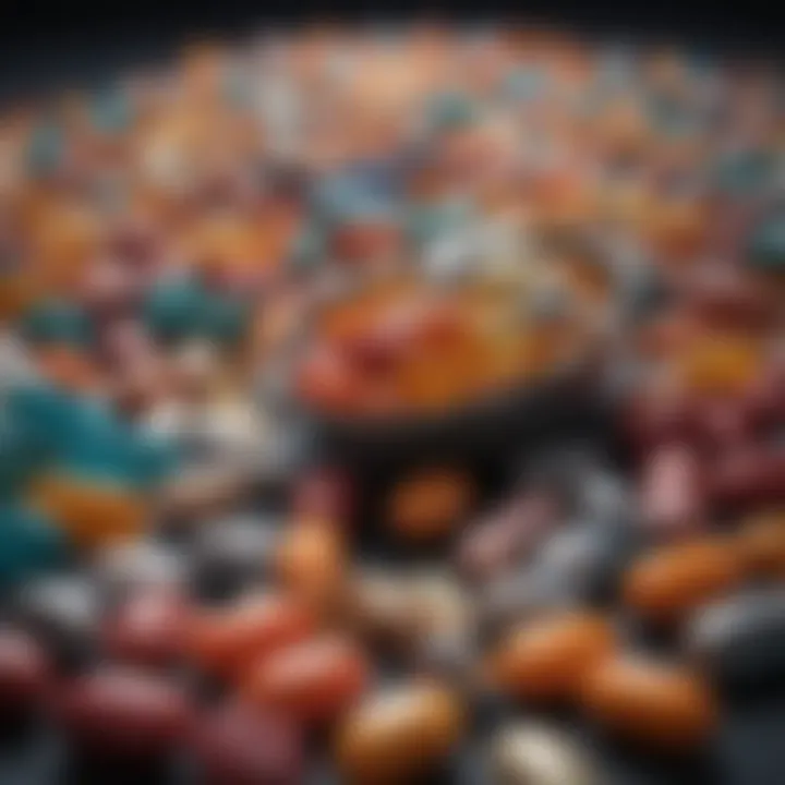 Colorful assortment of vitamins and minerals in capsule form