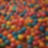 Colorful assortment of probiotic gummies on a vibrant background