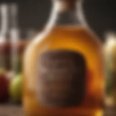 A close-up of a glass filled with diluted apple cider vinegar