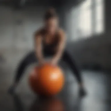 A user demonstrating effective usage of the EveryMile balance ball in a workout