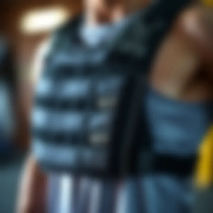 Close-up of a 20lb weight vest's design and features