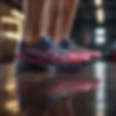 Stylish Cross Trainers for Active Workouts Stylish ASICS cross trainers in a vibrant workout environment