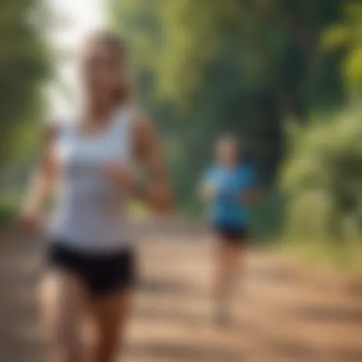 A runner with headphones focused on the rhythm of their pace