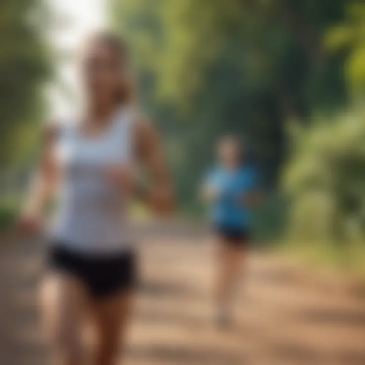 A runner with headphones focused on the rhythm of their pace