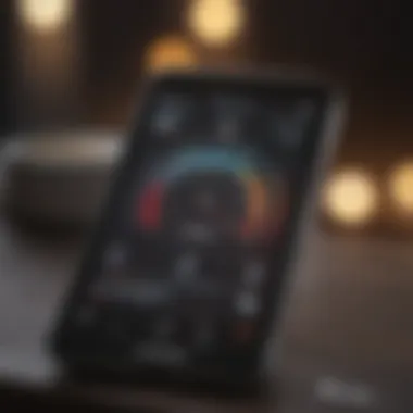 Metronome App on Smartphone Close-up of a smartphone displaying a running metronome app interface
