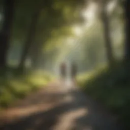 A tranquil park path surrounded by trees, perfect for recreational jogging.