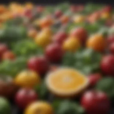 Colorful array of fresh fruits and vegetables for cleansing