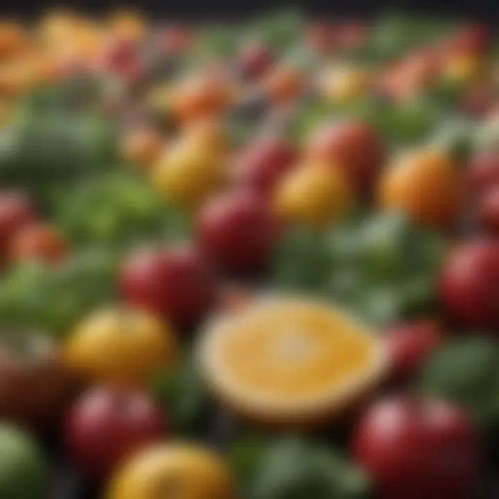 Colorful array of fresh fruits and vegetables for cleansing