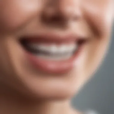 An artistic representation of teeth with a gradient showing whitening effects.