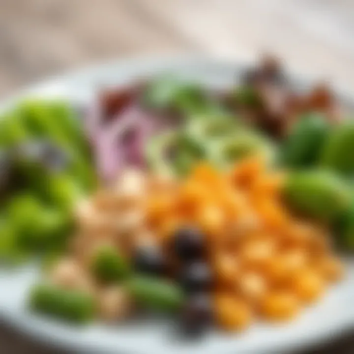 Diverse Low Vitamin B12 Foods A vibrant plate showcasing a variety of low Vitamin B12 foods including leafy greens and legumes